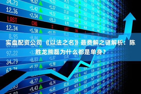 实盘配资公司 《以法之名》最费解之谜解析：陈胜龙熊磊为什么都是单身？